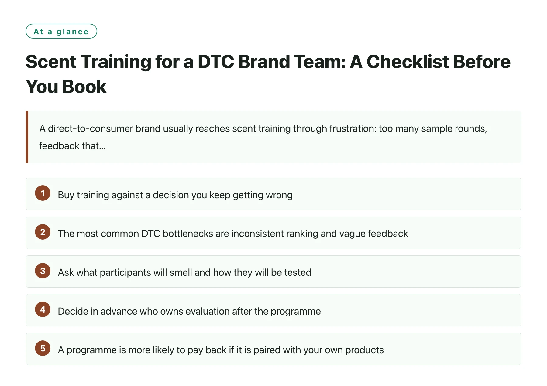 Scent Training for a DTC Brand Team: A Checklist Before You Book——全文要点速览