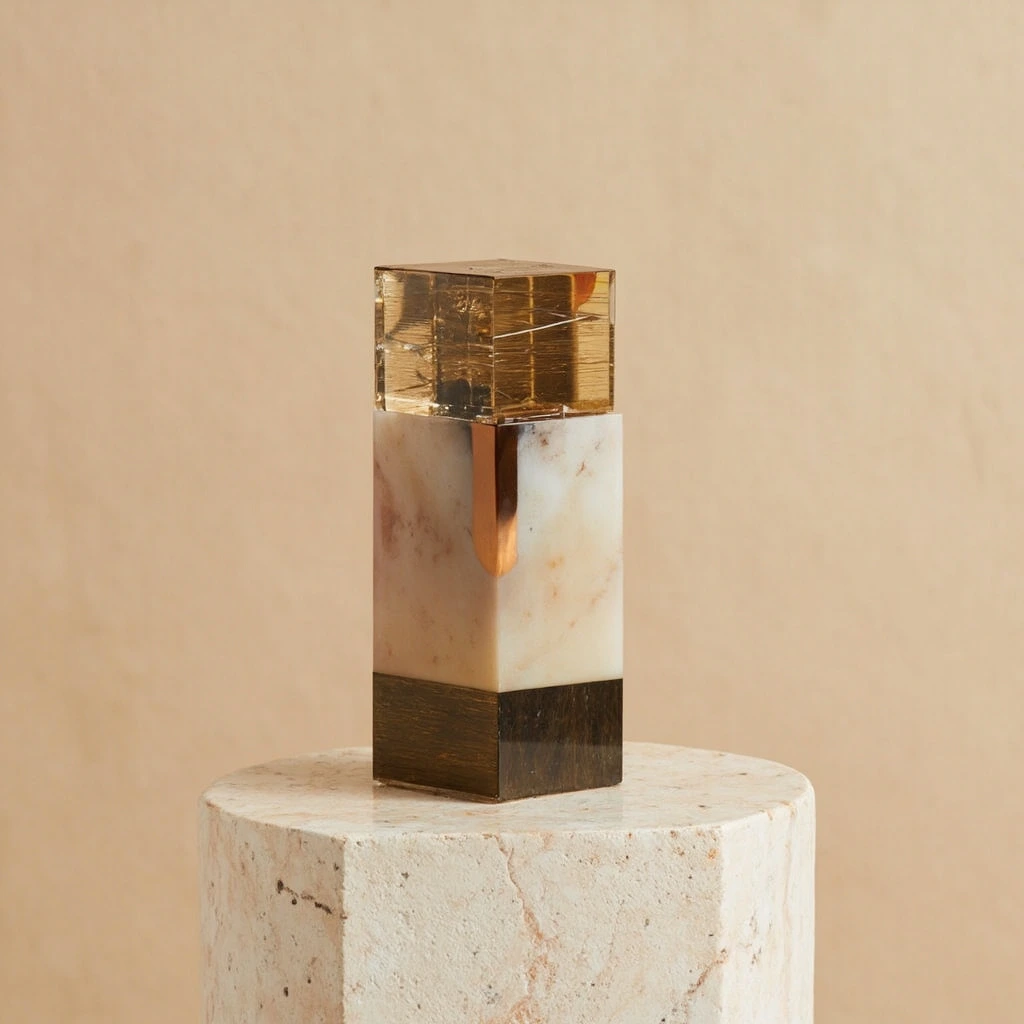 Vessel for Daylight by Mira Brandão, glass and bronze, 2024