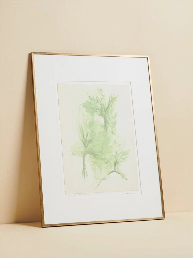 Limited Editions — a framed screenprint in soft green and bone tones